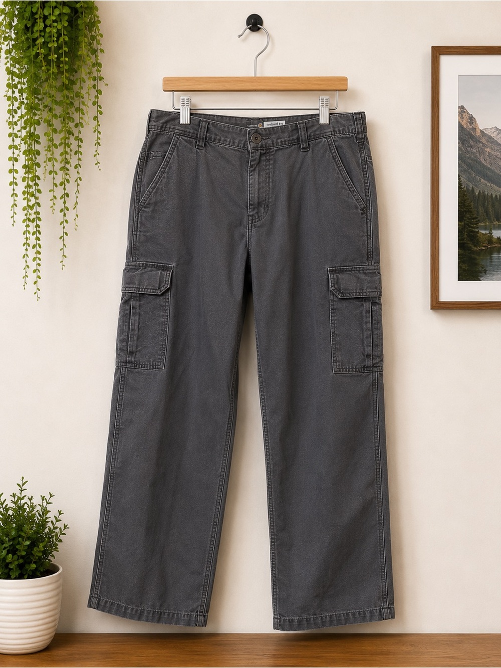 Carhartt Men's Charcoal Cargo Pants Relaxed Fit 38x30